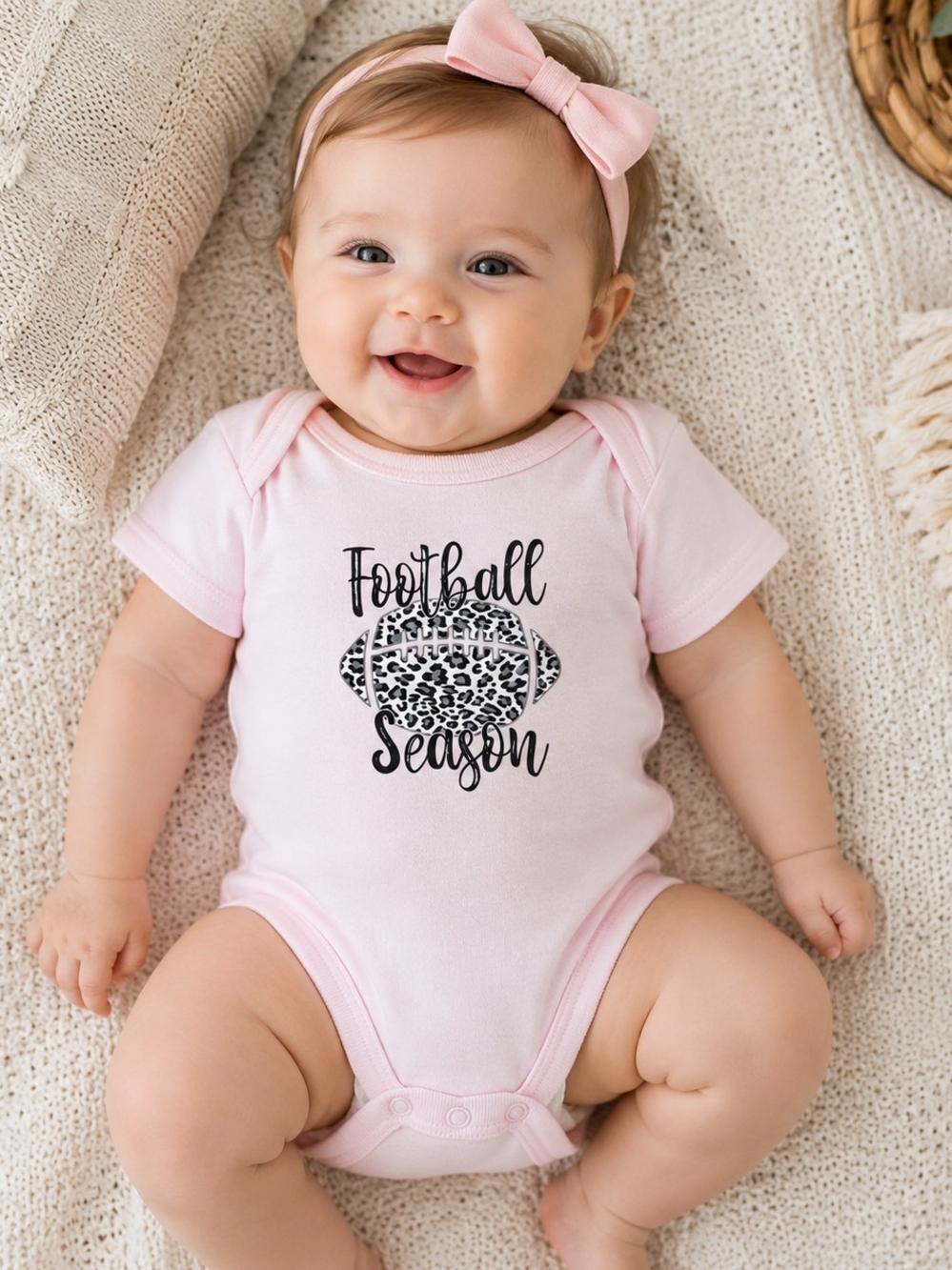 HG Creations Football Season Boutique Baby Girl Bodysuit Pink